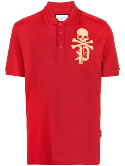 Philipp Plein Logo-print Cotton Polo Shirt In Red