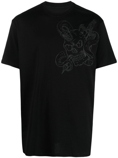 Philipp Plein Skull-print Crew-neck T-shirt In Black