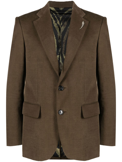 Roberto Cavalli Single-breasted Wool Blazer In Green