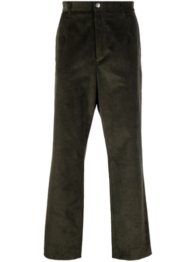 Roberto Cavalli Logo-embroidered Corduroy Trousers In Green