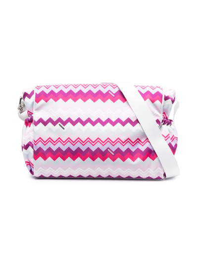 Missoni Kids' Zig Zag Print Nylon Changing Bag In Multicolor