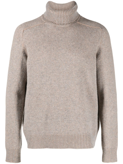 Zegna Roll-neck Cashmere Jumper In Neutrals