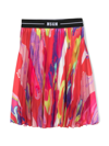 Msgm Logo-waistband Pleated Skirt In Pink