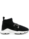 TOD'S SHEARLING LOGO-PLAQUE SNEAKERS