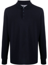 Brunello Cucinelli Long-sleeve Cotton Polo Shirt In Cobalt