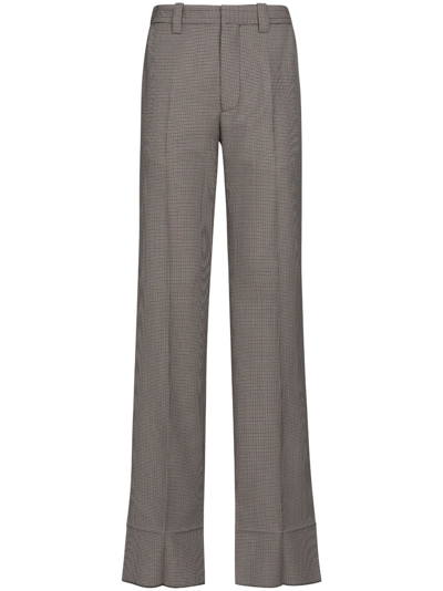 Marni Houndstooth-pattern Straight-leg Trousers In Claret