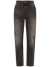 Dolce & Gabbana Boyfriend Jeans In Dark Blue Denim In Grey
