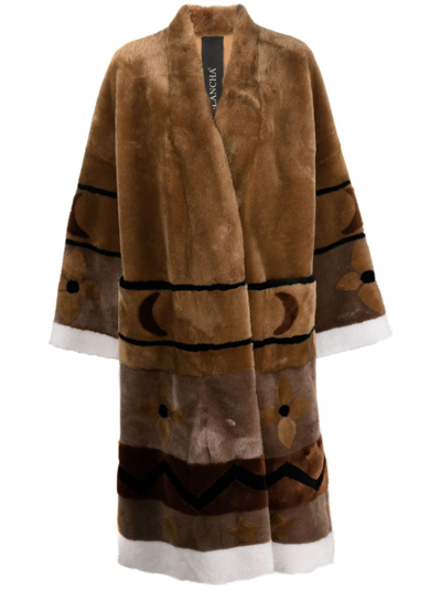 Blancha Reversible Shearling Midi Coat In Brown