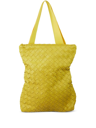 Pre-owned Bottega Veneta Intrecciato Open Top Tote Bag In Yellow