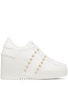 Valentino Open Disco 85mm Wedge Sneakers In White
