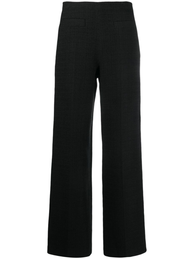 Sandro Tailored Wide-leg Tweed Trousers In Black