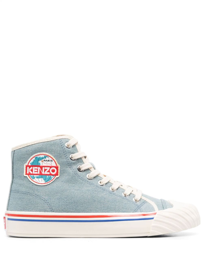 Kenzo Logo-patch High-top Trainers In Blue