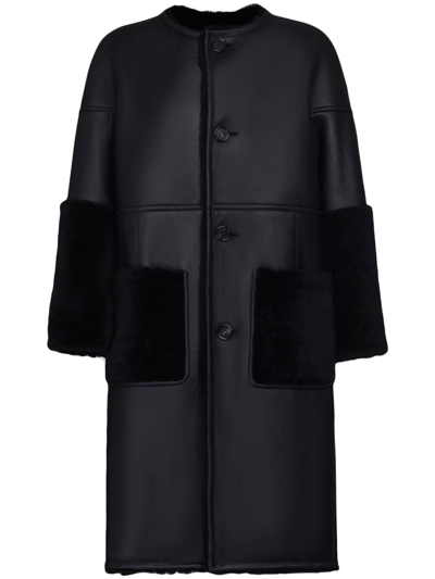 Marni Reversible Leather And Fur Coat In Black