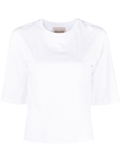 Semicouture Lettuce-hem Short-sleeve T-shirt In Weiss