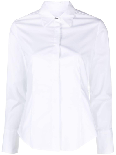 Dondup Pointed-collar Stretch-cotton Shirt In White