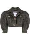 MOSCHINO CRYSTAL-EMBELLISHED BUTTED CROPPED JACKET