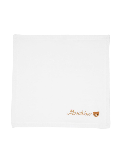 Moschino Teddy Bear-patch Knitted Blanket In White