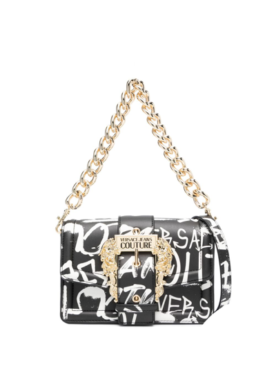 Versace Jeans Couture Graffiti-print Crossbody Bag In Black