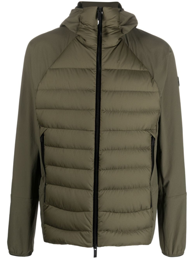Moncler Logo-patch Padded Hooded Jacket In Green