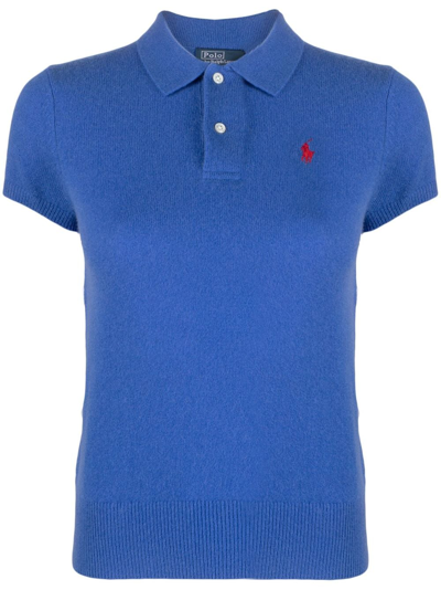 Polo Ralph Lauren Polo Pony Cashmere Polo Top In Blue