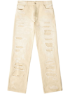 Heron Preston Straight-leg Distressed-finish Jeans In Neutrals