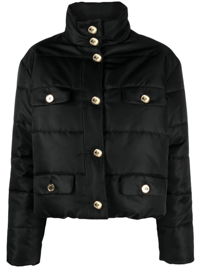 Moschino Button-up Puffer Jacket In Black