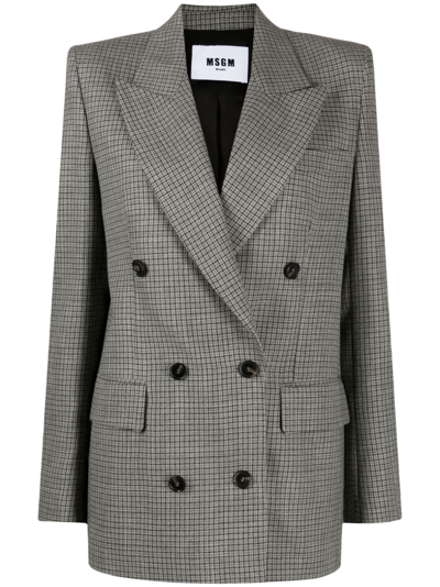 Msgm Double-breasted Wool Blazer In Grey