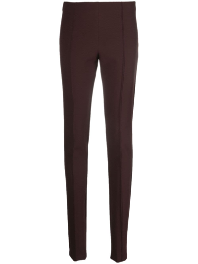 Semicouture High-waisted Slim-cut Tapered Trousers In Brown