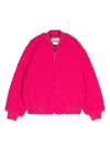 Msgm Faux-fur Long-sleeve Bomber Jacket In Pink