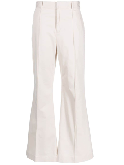 Polo Ralph Lauren High-waisted Stretch-cotton Flared Trousers In White