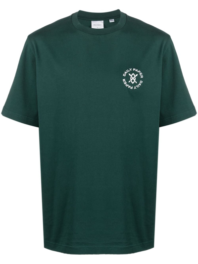 Daily Paper Crew-neck Cotton T-shirt In Pine Green
