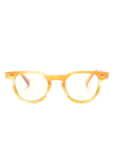 Garrett Leight Dean C 雕塑感镜脚太阳眼镜 In Yellow