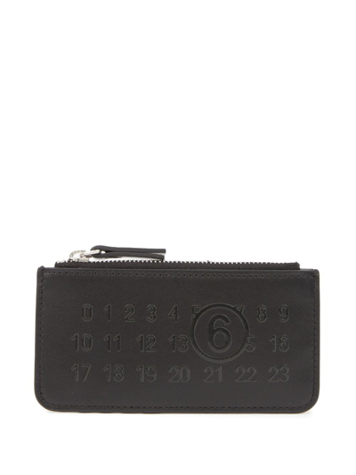 Mm6 Maison Margiela Logo-debossed Rectangle-shape Wallet In Black