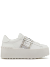 VALENTINO GARAVANI ROCKSTUD UNTITLED METALLIC FLATFORM SNEAKERS