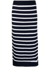 POLO RALPH LAUREN STRIPED CABLE-KNIT MIDI SKIRT