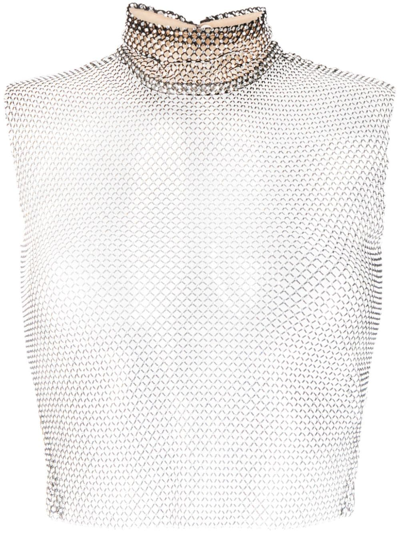 Genny Rhinestone Mesh Top In Black