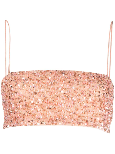 Retroféte Sequin-embellished Cropped Top In Pink