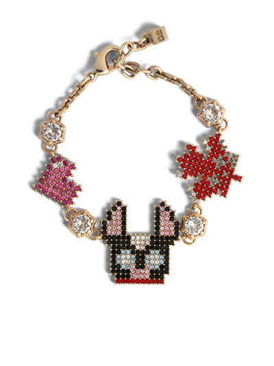 Dsquared2 Crystal-embellished Pixelated-effect Necklace In Black