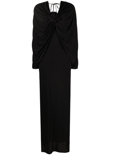 Giuseppe Di Morabito Floral-appliqué Draped Maxi Dress In Black