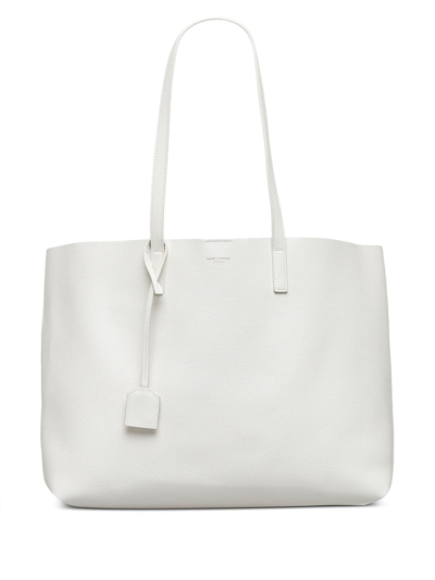 Pre-owned Saint Laurent E/w Leather Tote Bag In White