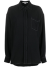 Stella Mccartney Contrast-stitching Long-sleeve Shirt In Black