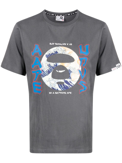 Aape By A Bathing Ape Logo-print Cotton T-shirt In Grey