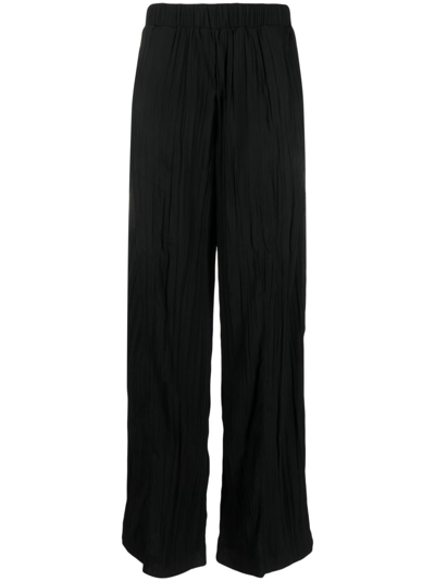 Calvin Klein Straight-leg Plissé Trousers In Black