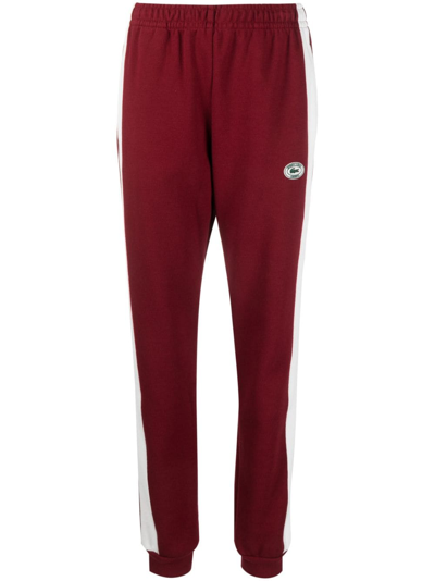 Sporty And Rich Sporty & Rich X Lacoste Logo Patch Straight Leg Trousers In Red
