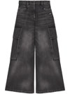 Palm Angels Bw Wide Denim Parachute In Black