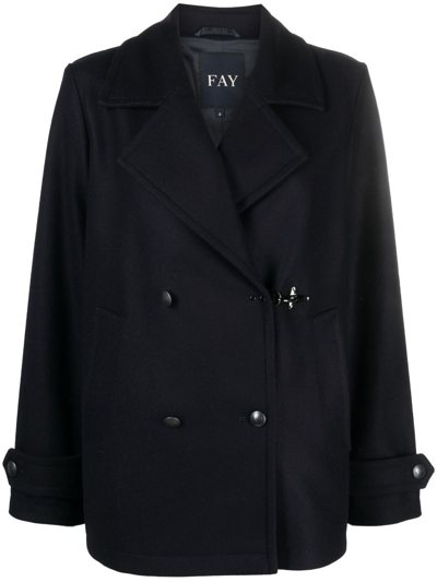 Fay Gancio Double-breasted Peacoat In Blue