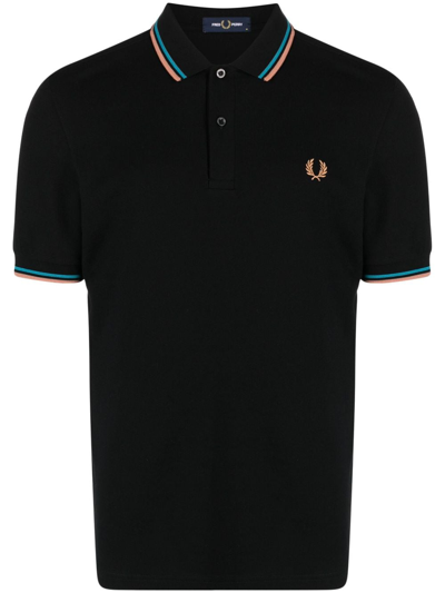 Fred Perry Contrast-trim Cotton Polo Shirt In Blue