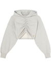 PALM ANGELS RUCHED-DETAIL CROPPED HOODIE