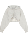 Palm Angels Ruched-detail Cropped Hoodie In Grey