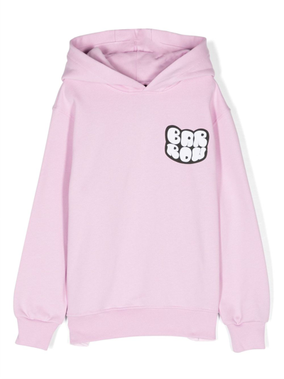Barrow Kids' Logo-print Cotton Hoodie In Pink